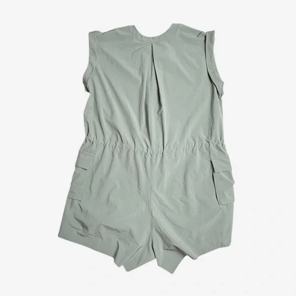 Athleta Sutton Romper Size 10 Green Lightweight Tie Waist Wrinkle Resistant - Picture 7 of 14